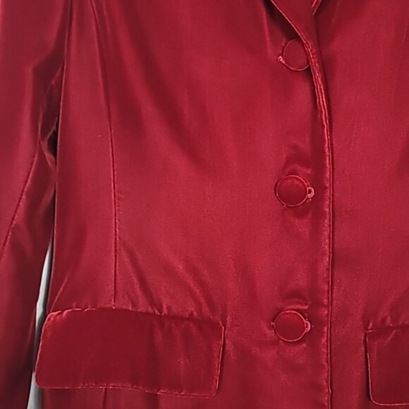 Vintage Liz Claiborne Women Velvet Blazer Jacket Size 4/S Red Pockets Button Up - Picture 8 of 14